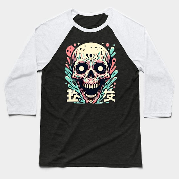 Pastel skull horror Baseball T-Shirt by Evgmerk